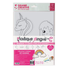 Kit de criação - Kawaii - Plástico maluco - 6 modelos - 2 folhas - 6 alfinetes