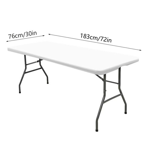 (White) Spandex Picnic Tablecloth Elastic Tablecloth For 6x2.5ft Rectangular Table Stretchable Washable Patio Tablecloth For Outdoor 1