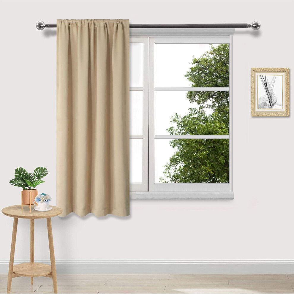(Beige) Curtains Heat Insulation Energy Saving Bedroom And Kitchen Curtains Scandinavian Solid Colour Silk Curtains-image-OPC-PK9BGZM-NEW
