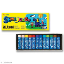 Pastéis a óleo Jumbo - Mini Artista - 12 pcs - 18 mm - Ideal para crianças - Mistos