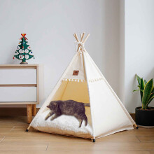 (Beige) The Tent -wastable Tent Is Equipped With Dog Hole And Folding Pet Tent Furniture