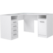 Mesa de canto TOLEDE 1 porta 4 gavetas - Decoração em papel branco - C 125 x P 125 x A 75 cm
