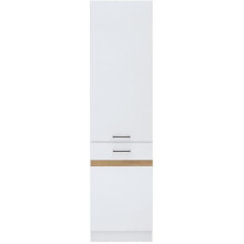 JUNONA Küchenkolonne 2 Türen Öffnung links - B 50 x H 196 x T 46 cm - Hochglanz Weiß