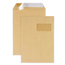 Sobres de papel Kraft - RAJA - 22,9 x 32,4 cm - 300 unidades - Con ventana - Cierre adhesivo