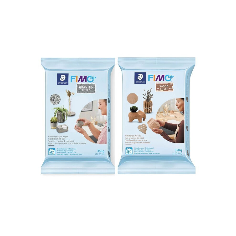 Staedtler 2 Fimo Air Effect Polymer Pastes 350 G Granite + Wood