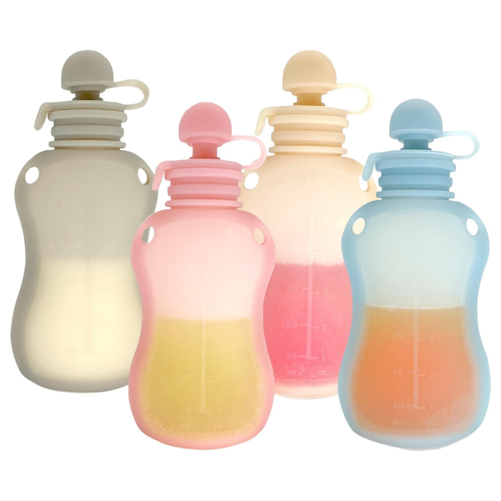 150ML Food-Grade Silicone Reusable Breast Milk Storage Bags BPA-Free Baby Food Feeder Safe Storage Brown One Size