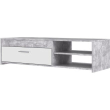 Móvel de TV PILVI - Concreto branco e claro - Contemporâneo - C 120 x P 42,1 x A 31,8 cm