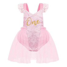 Baby Girl 1st Birthday Outfit Lace Tulle Romper Princess Tutu Dress