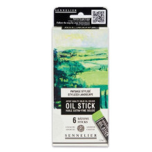 "Stick de óleo - Extra-fino - Sólido - Sennelier - 6 cores - Paisagem estilizada"