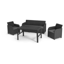 Garden furniture - in woven rattan-look resin - Allibert by KETER - 5 people - SanRemo - Graphite gray