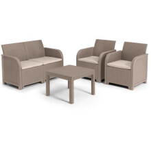 Conjunto de jardim - em resina imitação de vime trançado - Allibert by KETER - 4 pessoas - SanRemo - Cappuccino