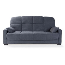 Divano letto clic clac 3 posti - Tessuto grigio - Materasso 17 cm - L223 x P96 x H 103 cm - MEGAN