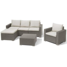 Conjunto de jardim - em resina imitação ratan trançado - Allibert by KETER - 5 pessoas - MOOREA - Capuccino