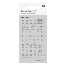 Pochoir für Bullet Journals Icons Büro 12 x 7 cm
