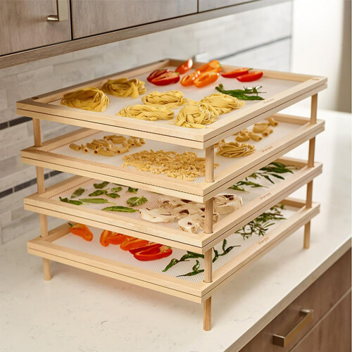 (single layer) Pasta Drying Rack Stackable Fresh Food Dryer with Net Shelf Tray 2