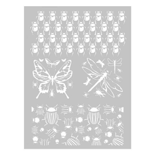 Stencil polymer clay insects 11.4 x 15.3 cm