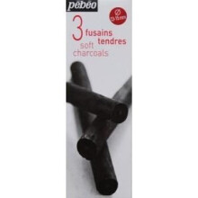 Fusains Tendres - Pébéo - 13/15 mm - Box mit 3 - Schwarz - Natur und professionell