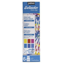 Coffret - Peinture pour tissus clairs - Tie &amp; Dye - Pébéo - Setacolor - 6 pots