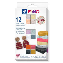 Polymer Clay - STAEDTLER - FIMO Effect - Boho Pack - 12 Half-Blocks - 25g