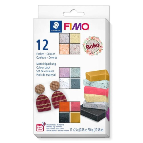 Staedtler Polymer Clay - STAEDTLER - FIMO Effect - Boho Pack - 12 Half-Blocks - 25g