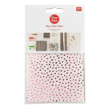 Dekorpapier - Rico Design - Hygge - Metallisierte Punkte - 30 x 42 cm - 3 Stück