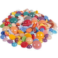 Piedras de mosaico - Diamante - Multicolor - 180 g - Forma redonda y de gota - Vidrio