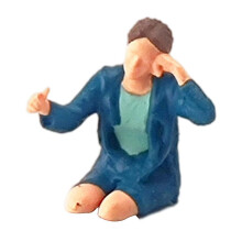 (Hold Head Women Blue) Miniature 164 Scale Painted Figure Driver Scene Decor Children Toy S