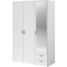 VARIA wardrobe - White decor - 3 hinged doors + mirror + 2 drawers - L 120 x H 185 x D 51 cm - PARISOT