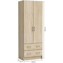 DEMEYERE Armadio - Decorazione rovere spazzolato - 2 porte e 2 cassetti - Classico - Camera - L 61 cm - DUAL