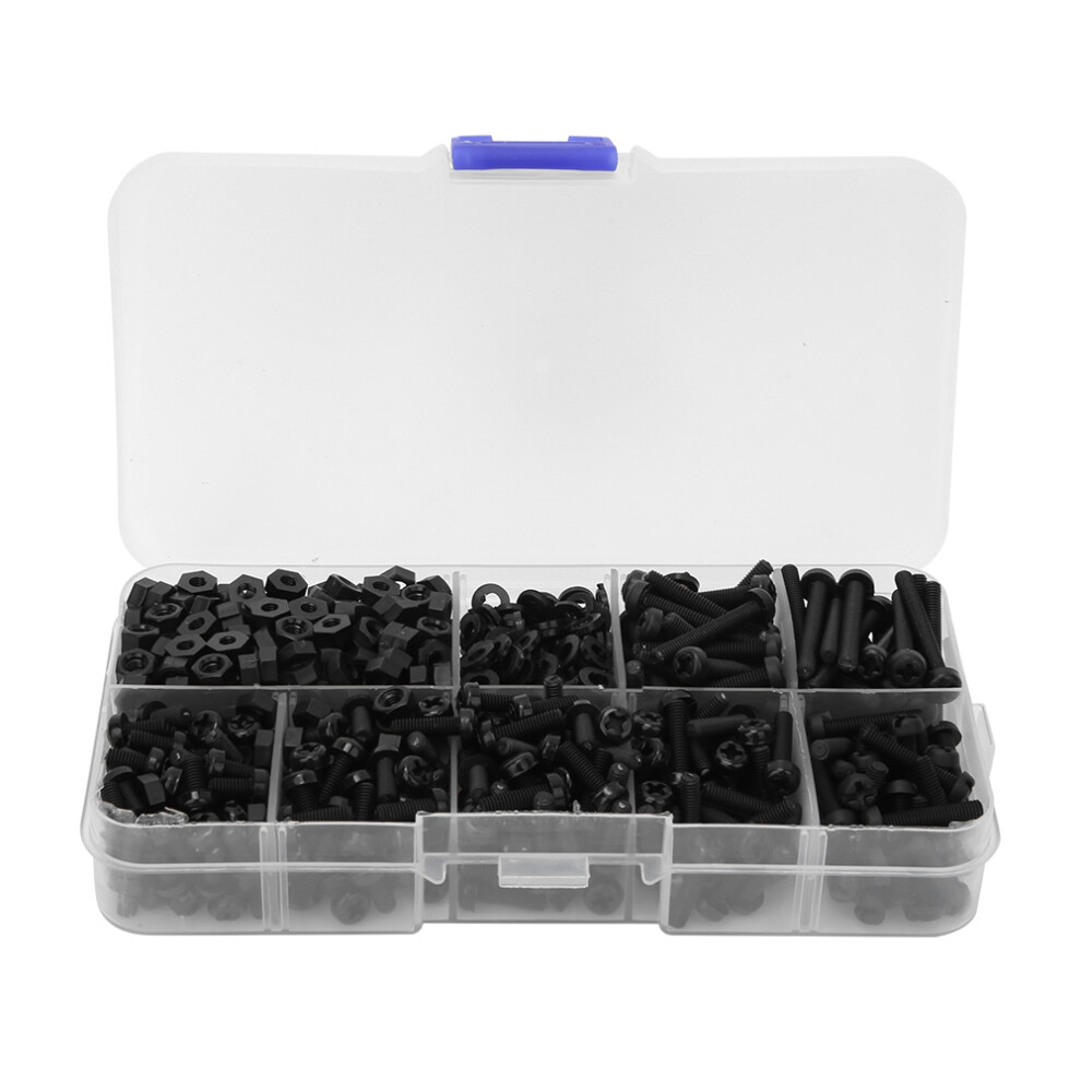 800pcs/box M3 Nylon Screw Nut Washer Combination