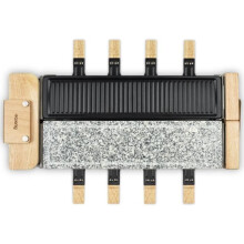 Aparelho de raclette HKOENIG - WOD360 - Para até 8 pessoas - Pedra para cozinhar com base rotativa - Design em madeira - 1400W