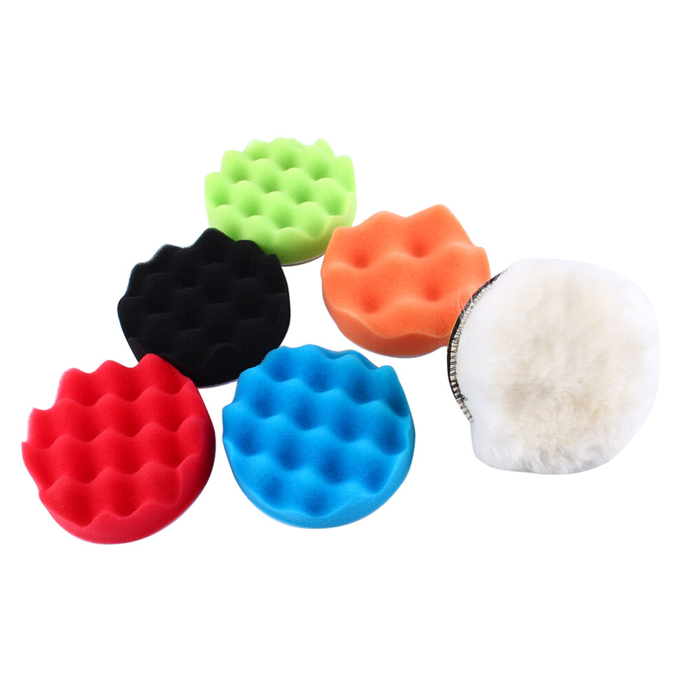 7Pcs 6" Sponge Polishing Waxing Buffing Pads Kit 8320539660707
