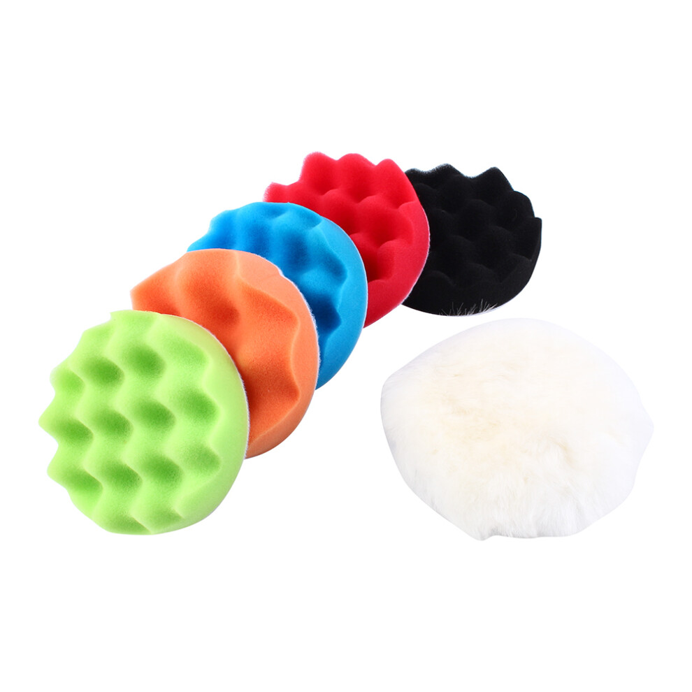 7Pcs 5" Sponge Polishing Waxing Buffing Pads Kit 8320539660936