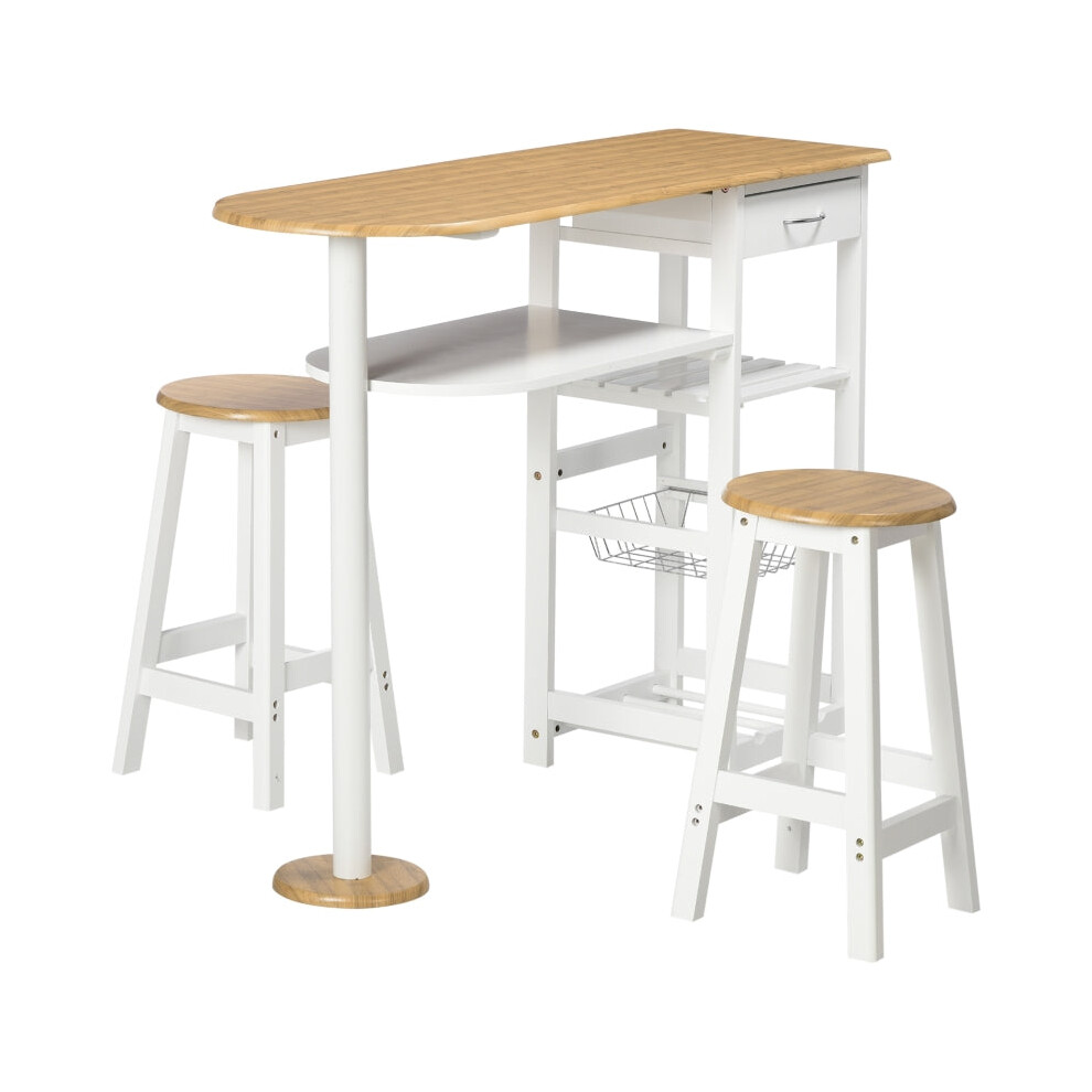 3 Piece Breakfast Bar table and Stools with Storage Shelf