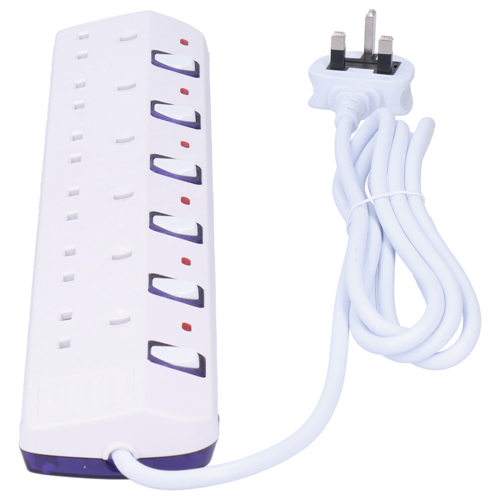 6-Outlets-Steckdosenleiste Turm, 13A, 2M Kabel, Weiß