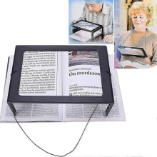 Reading Magnifier, Magnifying Glass with LED Light, Hands-Free Rectangular Magnifying Glass with 3x Magnification, 4 LED Lamps and Folding Feet - A4 F