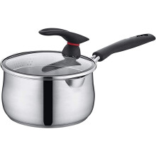 Wok Milk Pot Stainless Steel Non Stick Cooking Pot 16cm Covered Small Soup Pot with Ergonomic Handle