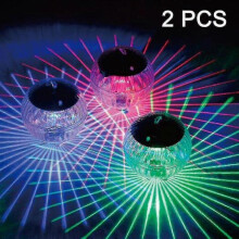 2 Pcs Floating Pool Lights Solar   Powered Flowers Inflatable Waterproof Glow Globe,outdoor Pool Ball Lamp Colourful Changing Led Night Light Pa C
