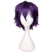 (schwarz lila) Mode kurze gerade Cosplay Kostüm Perücke für Männer, Harajuku Cosplay Anime Perücke Unisex