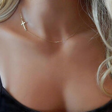 New Fashion Cross Pendant Necklace for Women Men Stainless Steel Religious Faith Jewelry Gold Color Choker Jewelry Gifts