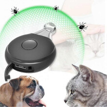 (black) Ultrasonic Flea And Tick Protection Pet Ultrasonic Pendant Against Ticks Usb Charging, Flashing Light To Prevent Pet Loss At Night Tw