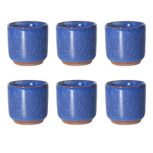 (Dark Blue) 6 Pieces Ceramic Flower Pot Plant Flowerpots Succulent Tabletop for