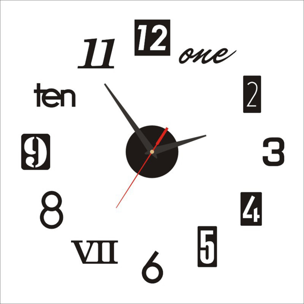 (Black, 40cm) Wall Clock Watch Horloge Silent Luminous Acrylic Mirror Sticker-image-OPC-PK9D699-NEW