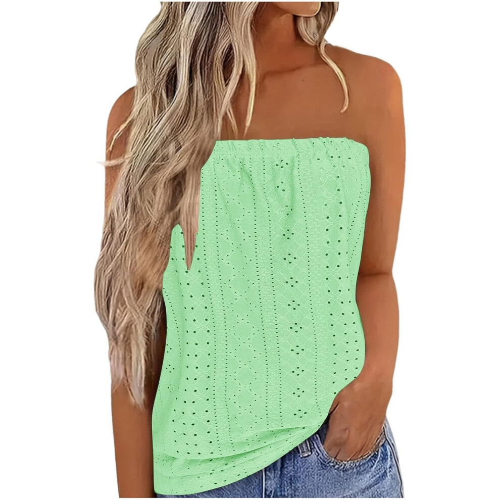 (M, 003* Sky ) Vest For Women Promotion Boho Tops Strapless Bandeau Tank Tops Summer Casual Sleeveless Tube Shirt Blouse Tanks Summer Tank Tops Ca Blue
