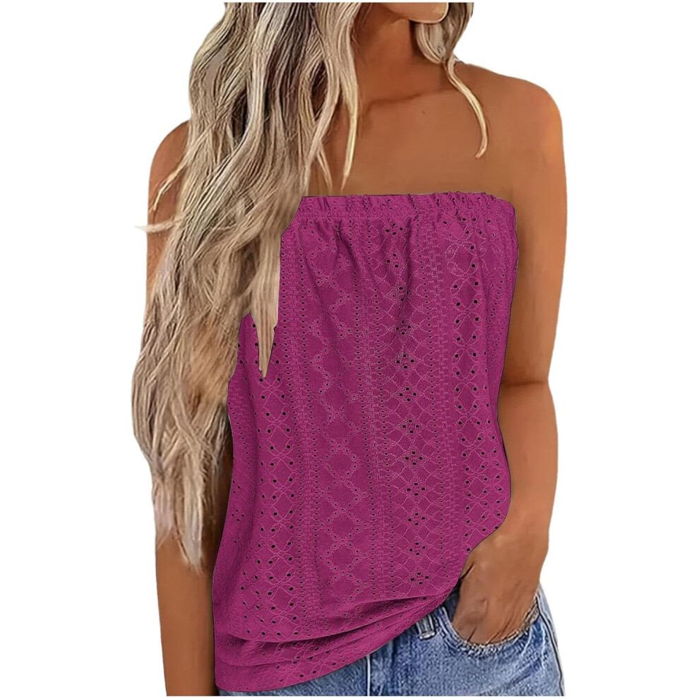 (Xl, 002* ) Vest For Women Promotion Boho Tops Strapless Bandeau Tank Tops Summer Casual Sleeveless Tube Shirt Blouse Tanks Summer Tank Tops Cas Purple