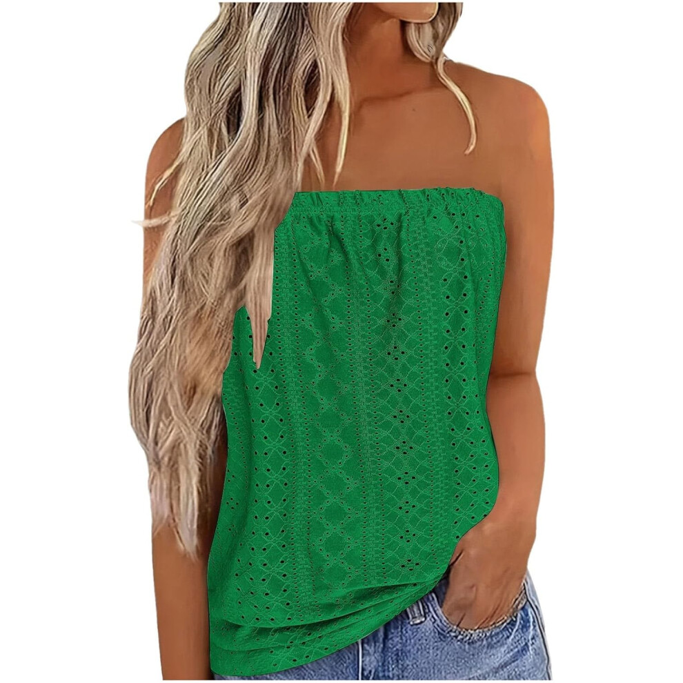 (Xxl, 002* ) Vest For Women Promotion Boho Tops Strapless Bandeau Tank Tops Summer Casual Sleeveless Tube Shirt Blouse Tanks Summer Tank Tops Cas Green