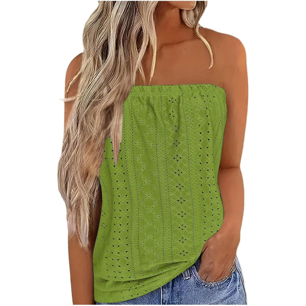 (Xxl, 003* ) Vest For Women Promotion Boho Tops Strapless Bandeau Tank Tops Summer Casual Sleeveless Tube Shirt Blouse Tanks Summer Tank Tops Cas Green