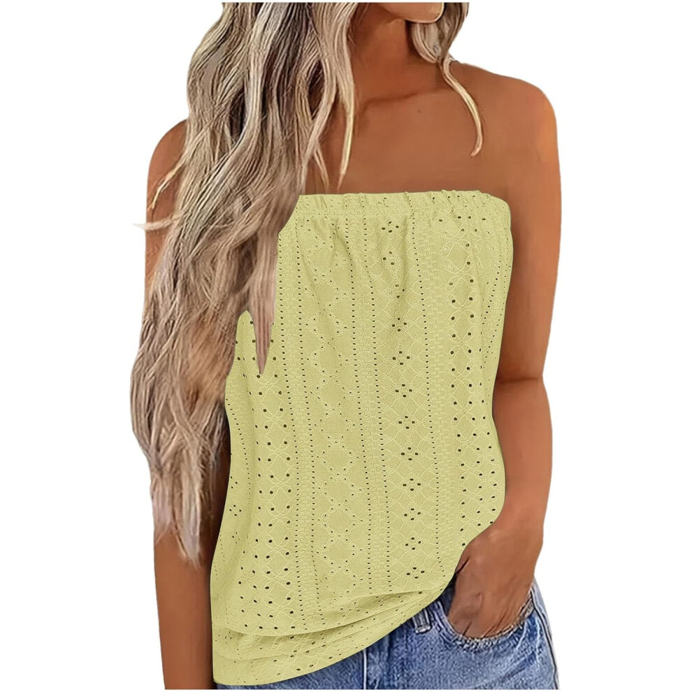 (XXL, 003* Khaki) Vest for Women Promotion Boho Tops Strapless Bandeau Tank Tops Summer Casual Sleeveless Tube Shirt Blouse Tanks Summer Tank Tops Cas
