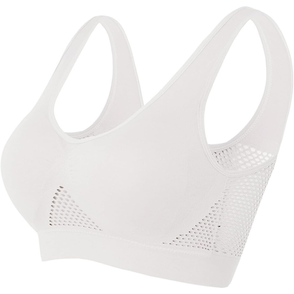 (5XL, 01* White) Sports Bras Womens 1/2PC Plus Size High Impact No Underwire Wirefree Bras Underwear Padded Seamless Sports Bra Yoga Gym Breathable Br