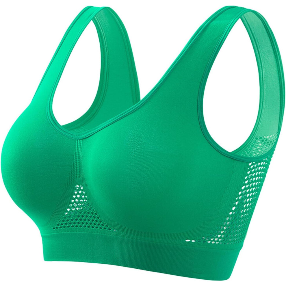 (5XL, 02* Green) Sports Bras Womens 1/2PC Plus Size High Impact No Underwire Wirefree Bras Underwear Padded Seamless Sports Bra Yoga Gym Breathable Br